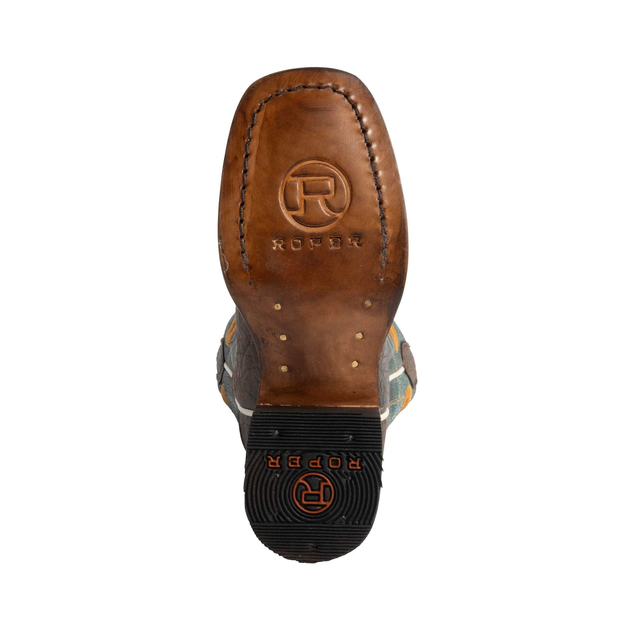 Roper Youth Brown Americana Bison Square Toe Western Boot - Image 4