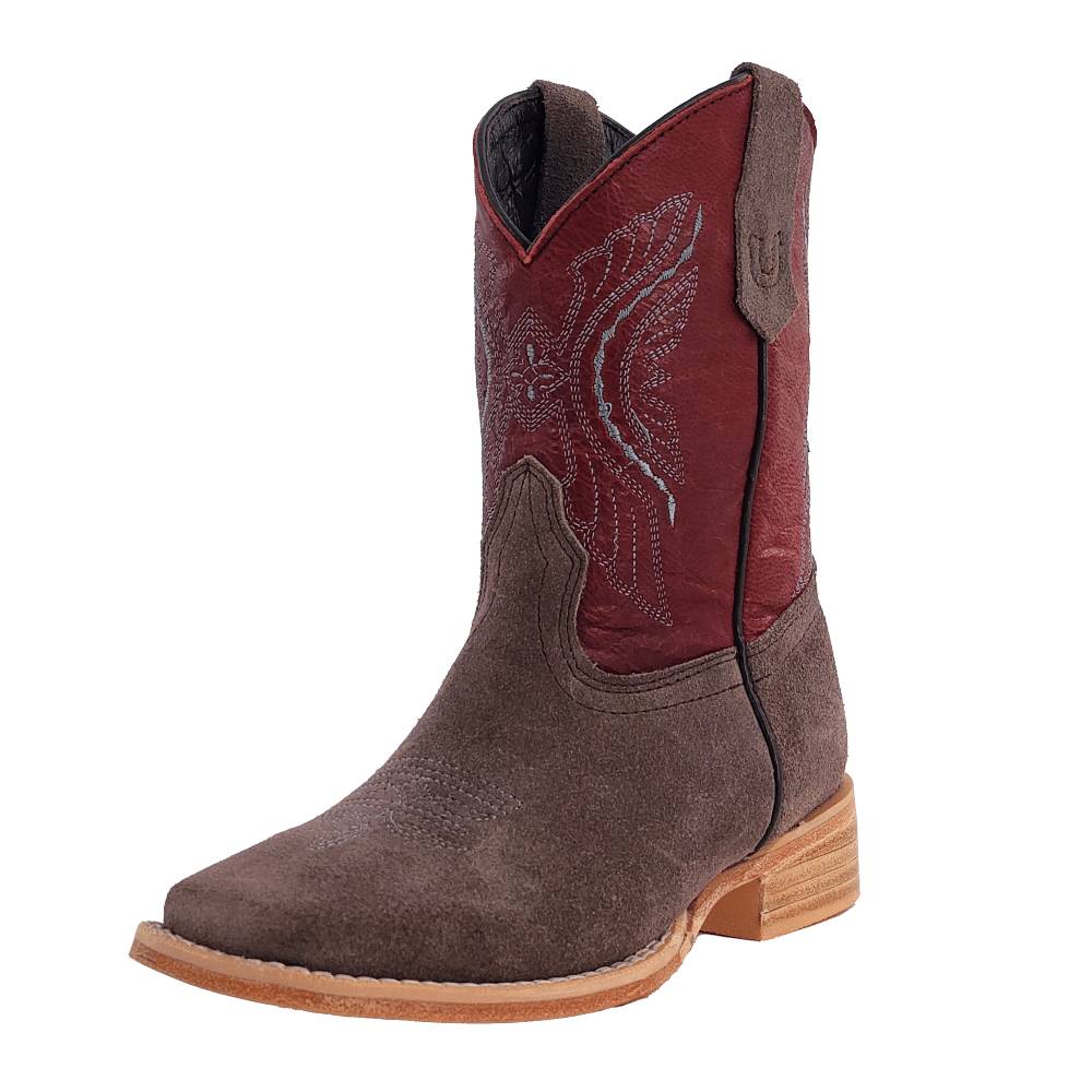 R. Watson Youth Charcoal Roughout Square Toe Boot